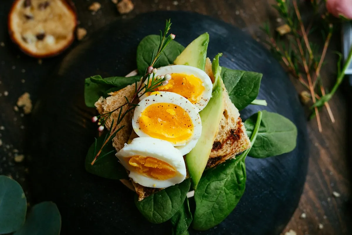 Breakfast plate with avocado and eggs