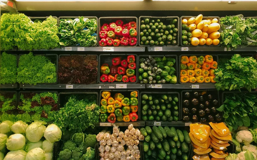 Fresh market vegetables and greens