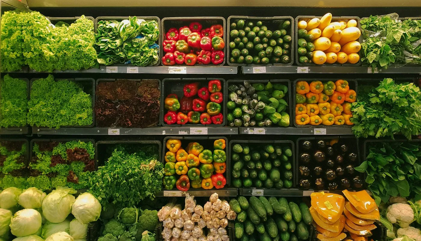 Fresh market vegetables and greens