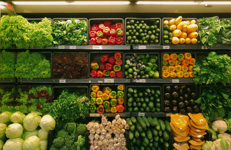 Fresh market vegetables and greens
